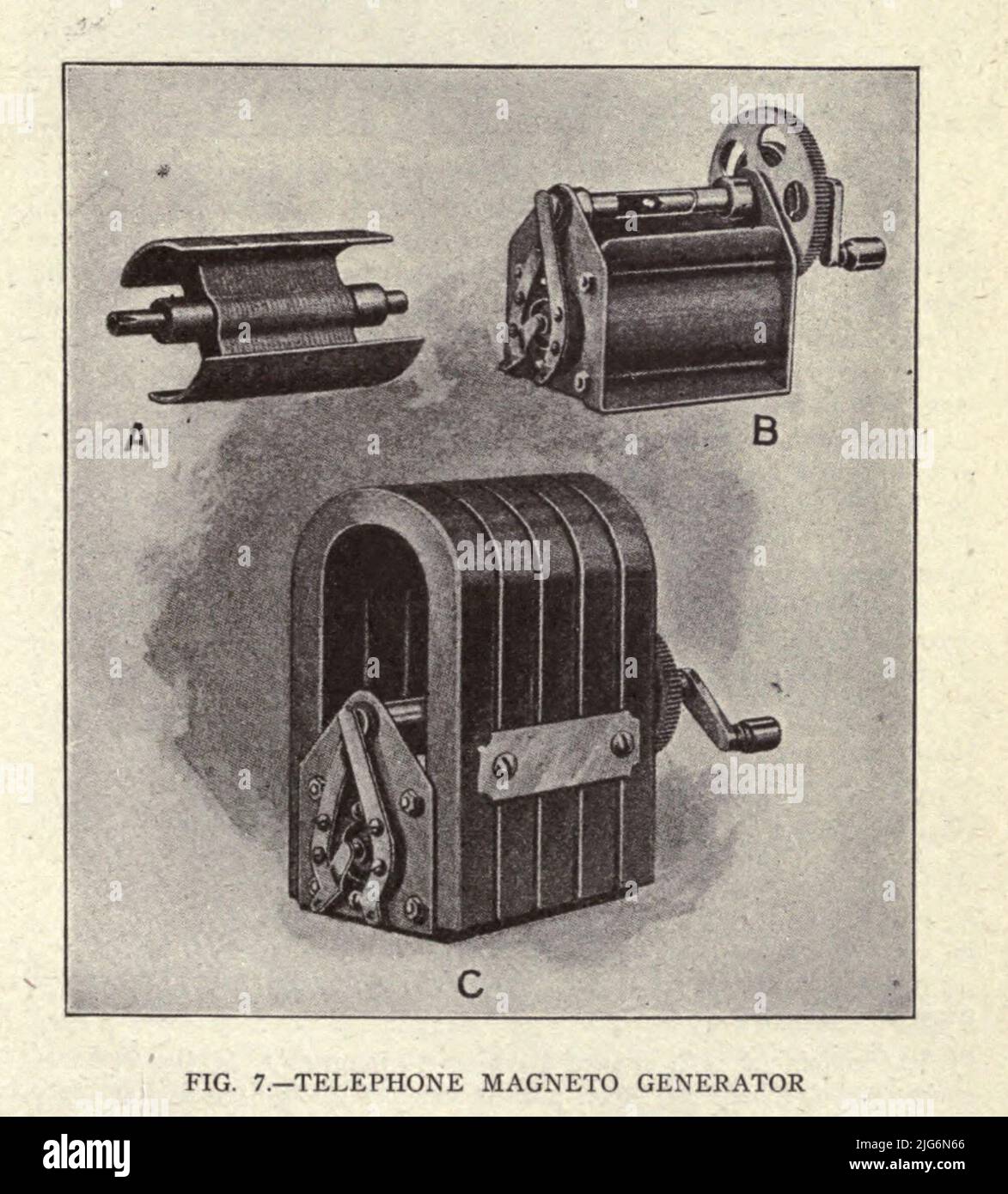 Telephone Magneto Generator from the ' Military Signal Corps manual ' by James Andrew White, Erscheinungsdatum 1918 Herausgeber/Verlag New York : Wireless Press, inc Stockfoto