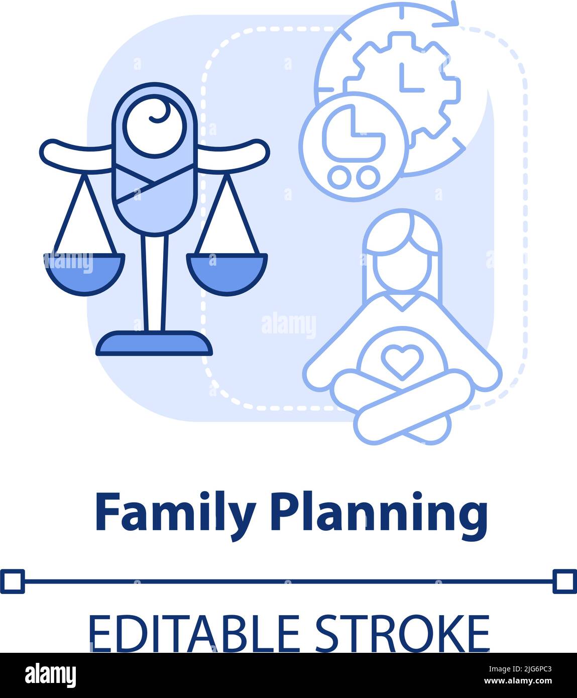 Hellblaues Konzept-Symbol für Familienplanung Stock Vektor