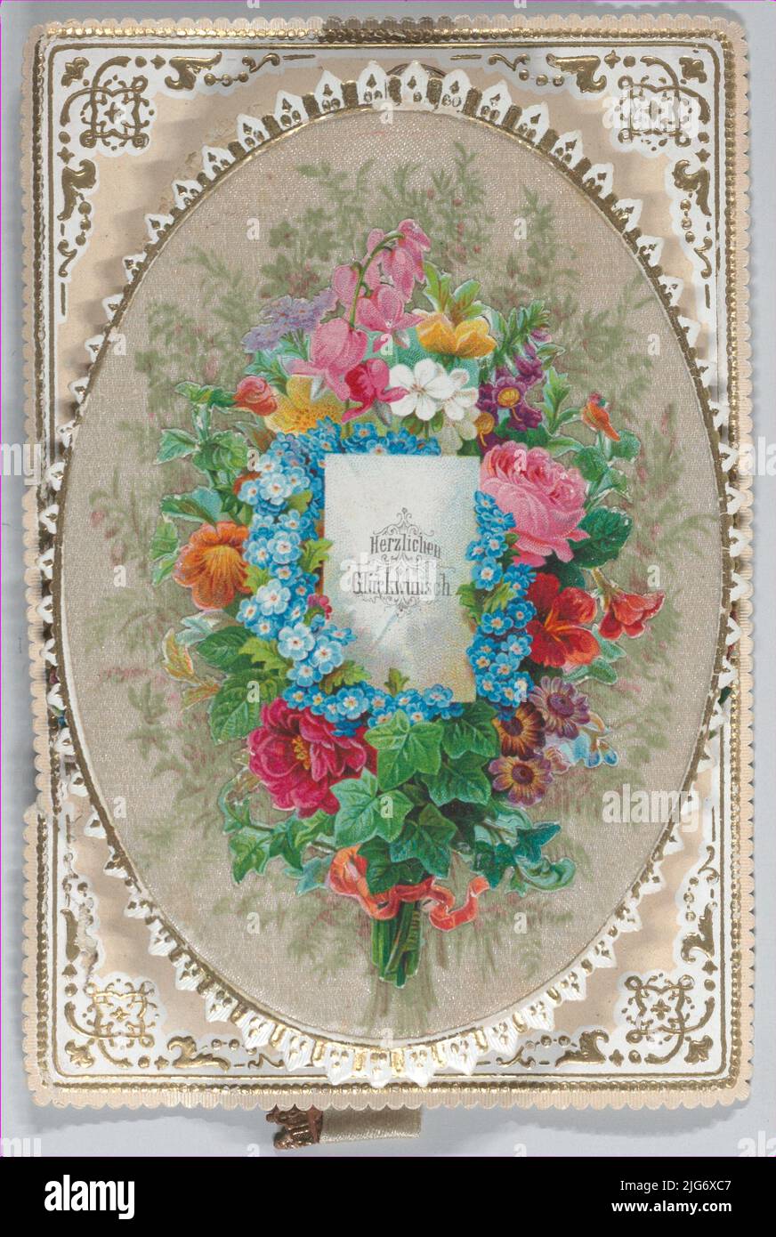 Valentine - Mechanical, Pull Tab Bouquet, ca. 1875. Stockfoto