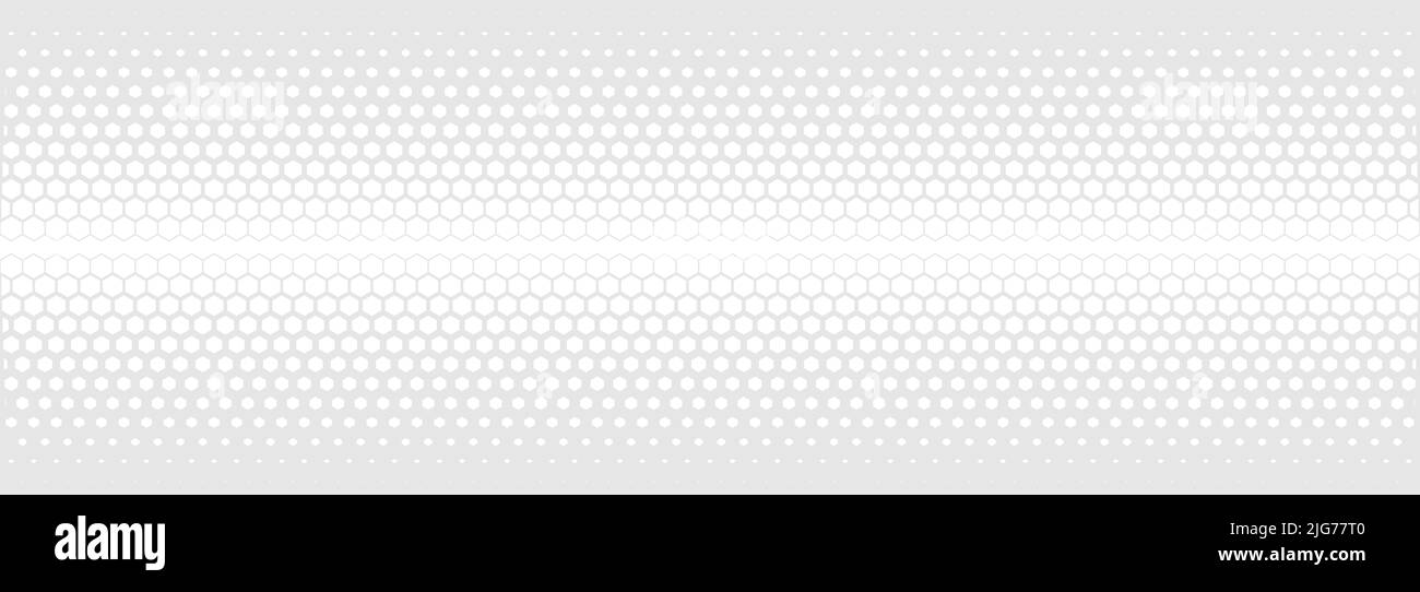 Sechseck-Hintergrund mit einem sanften Übergang von weiß zu grau. Abstrakter Hintergrund Stockfoto