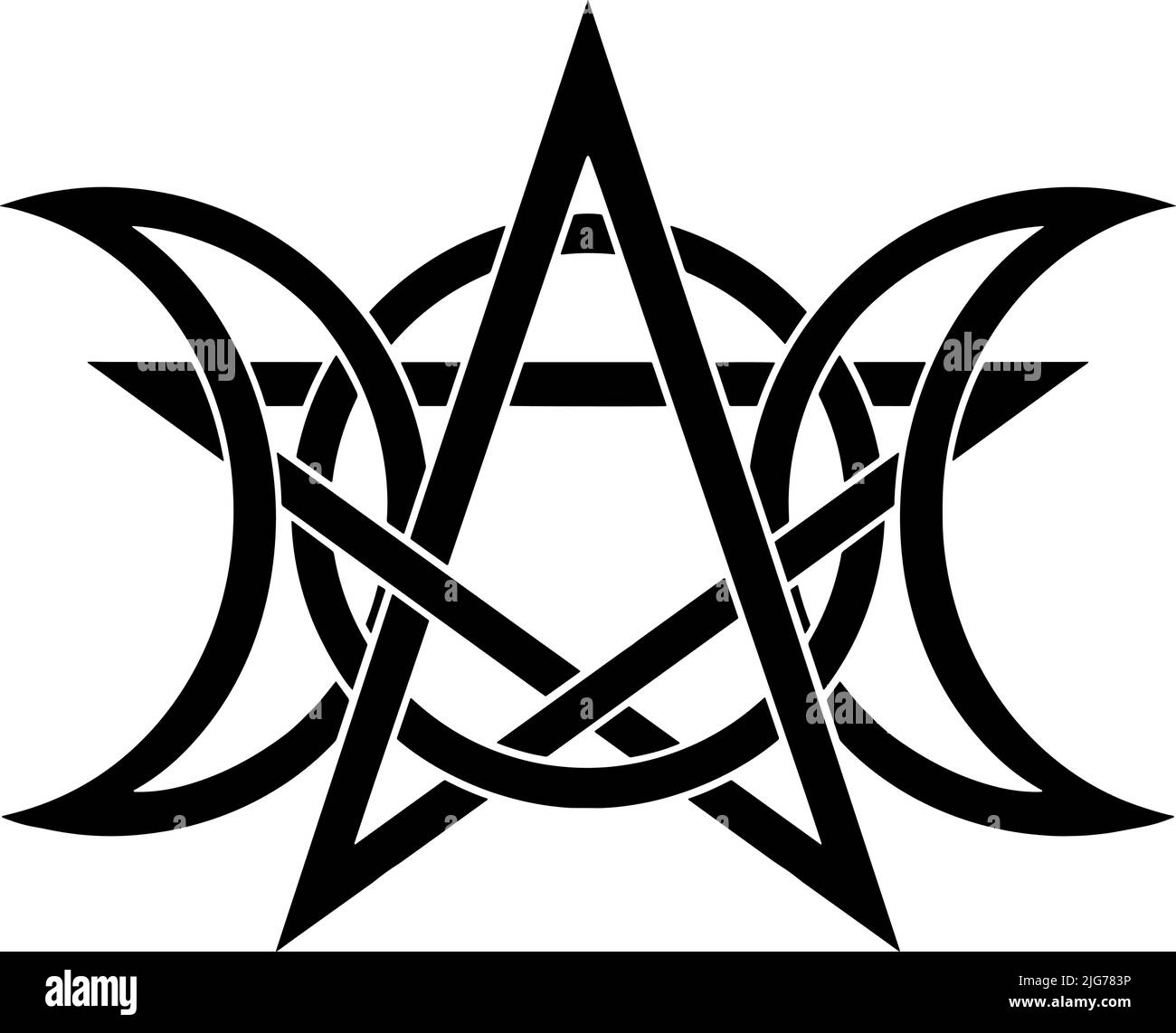 Triquetra-Pentagramm Des Dreifachen Mondes. Dreifache Göttin. Neopaganismus Stock Vektor