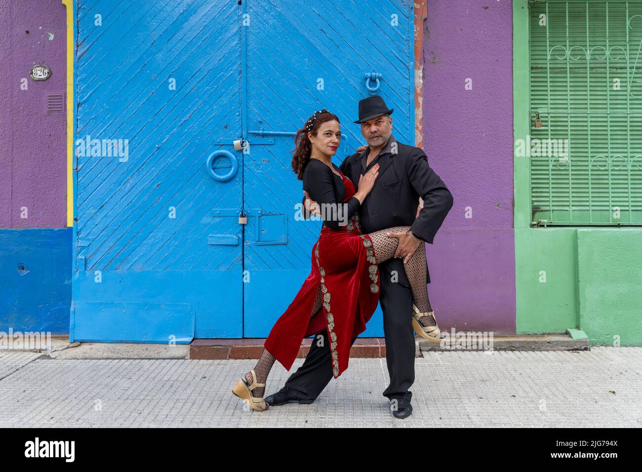 Tango Dancers, Tango Argentina, La Boca, Buenos Aires, Argentinien Stockfoto