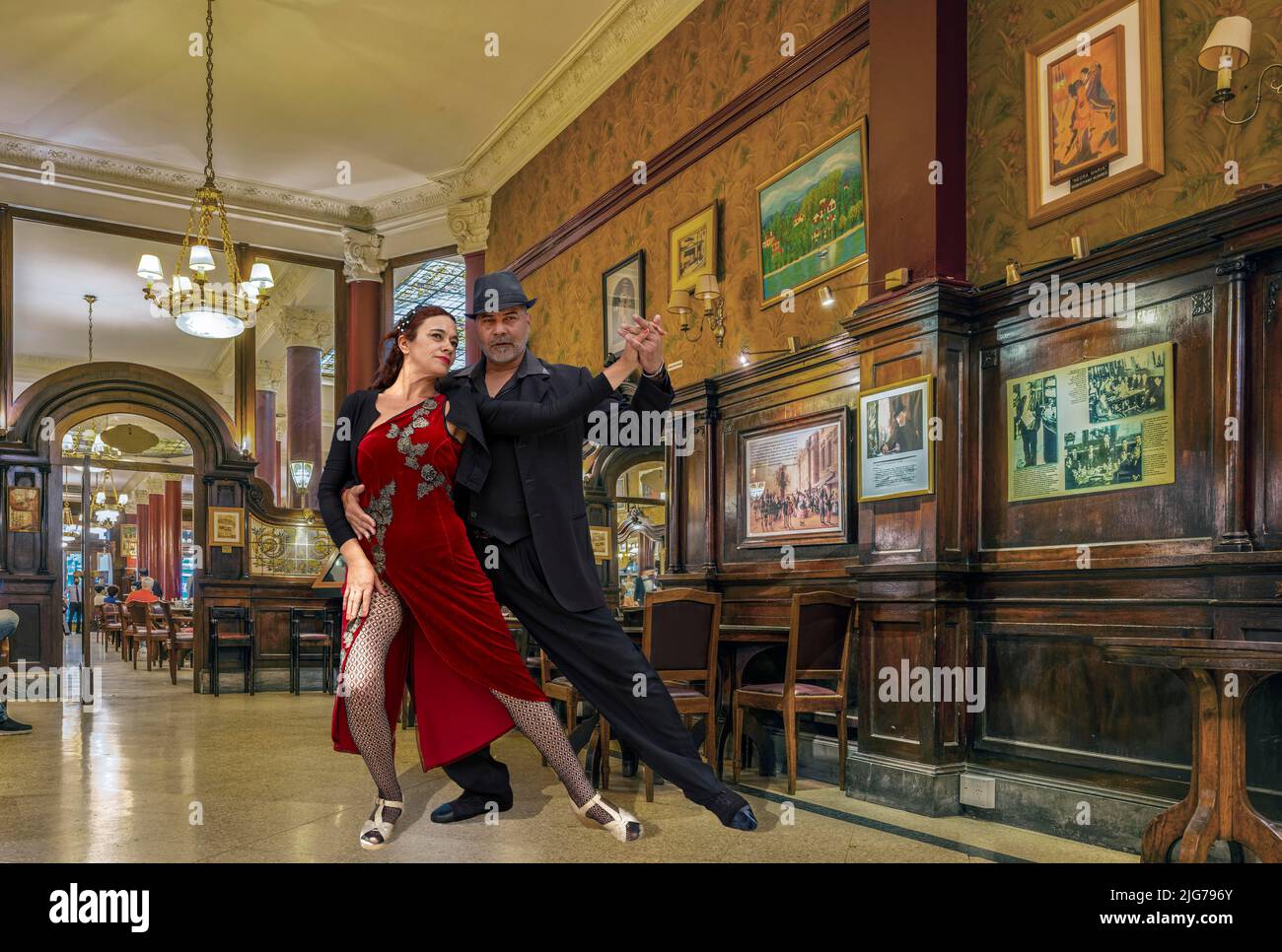 Tango Dancers, Tango Argentina, Cafe Tortoni, Buenos Aires, Argentinien Stockfoto
