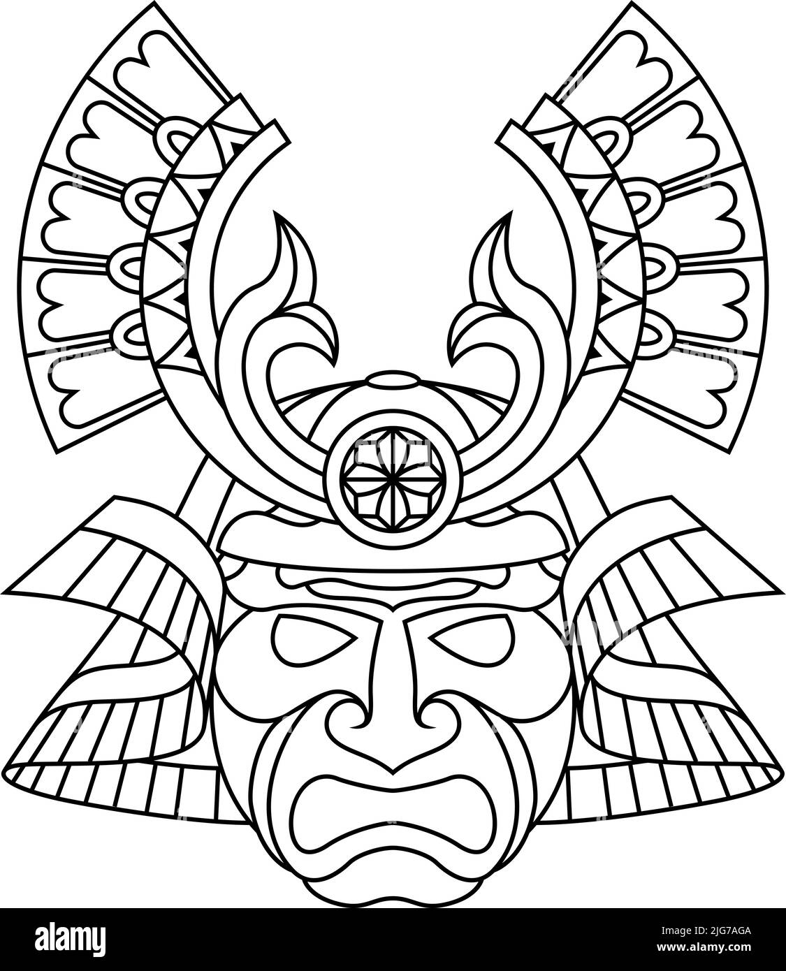 Samurai Maske Japanischer Krieger Helm Illustration Stock Vektor
