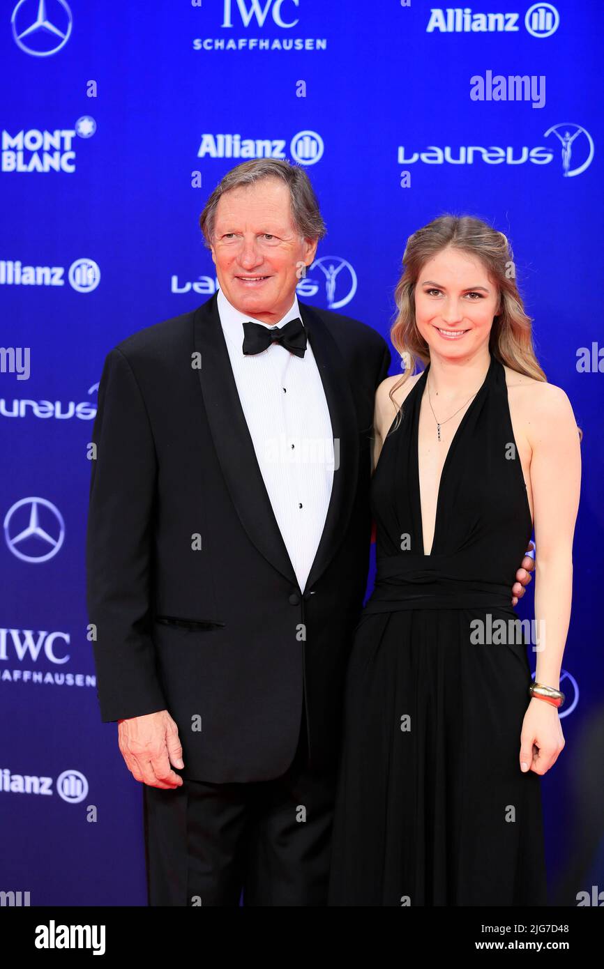 Ehemaliger Skirennfahrer Franz Klammer mit Tochter, Laureus World Sports Awards 2017, Monaco, Sporting Monte-Carlo, Roter Teppich Stockfoto