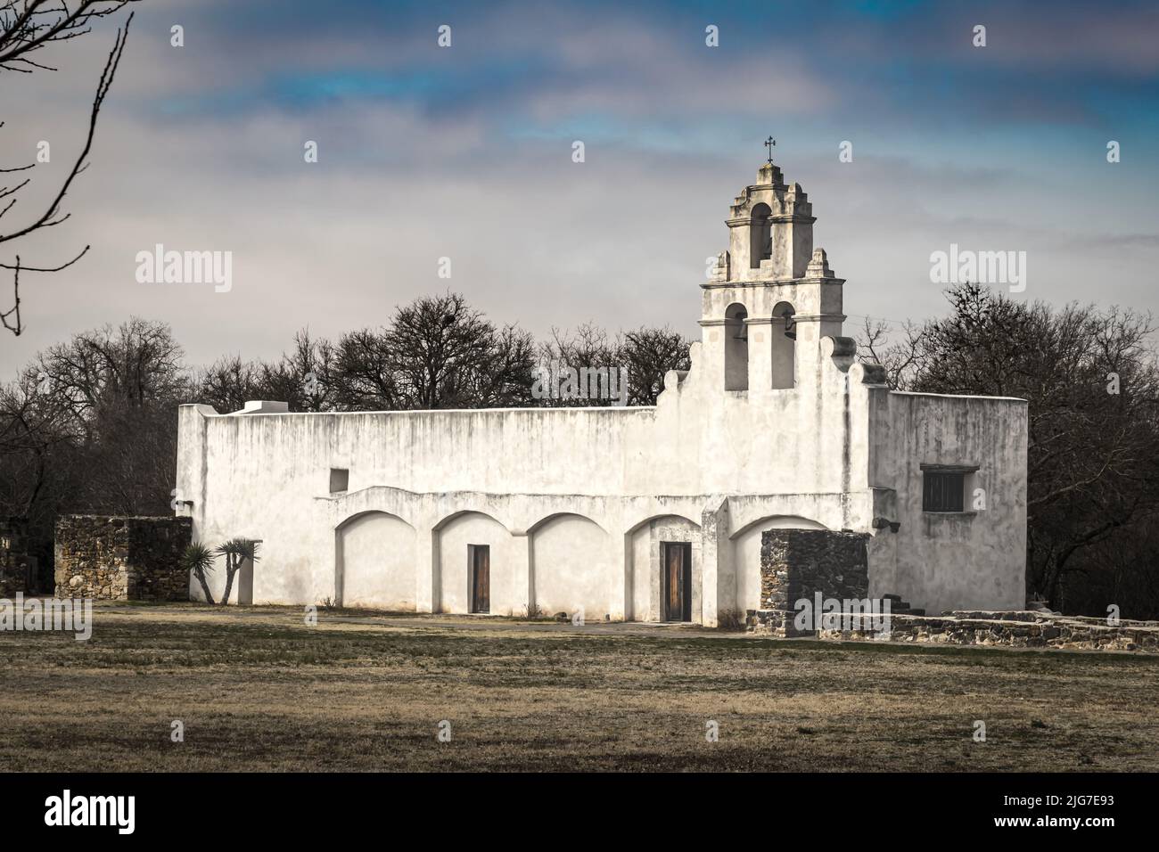 Mission San Juan ist ein starker Teil des San Antonio Missions National Historical Park in Südtexas. Stockfoto