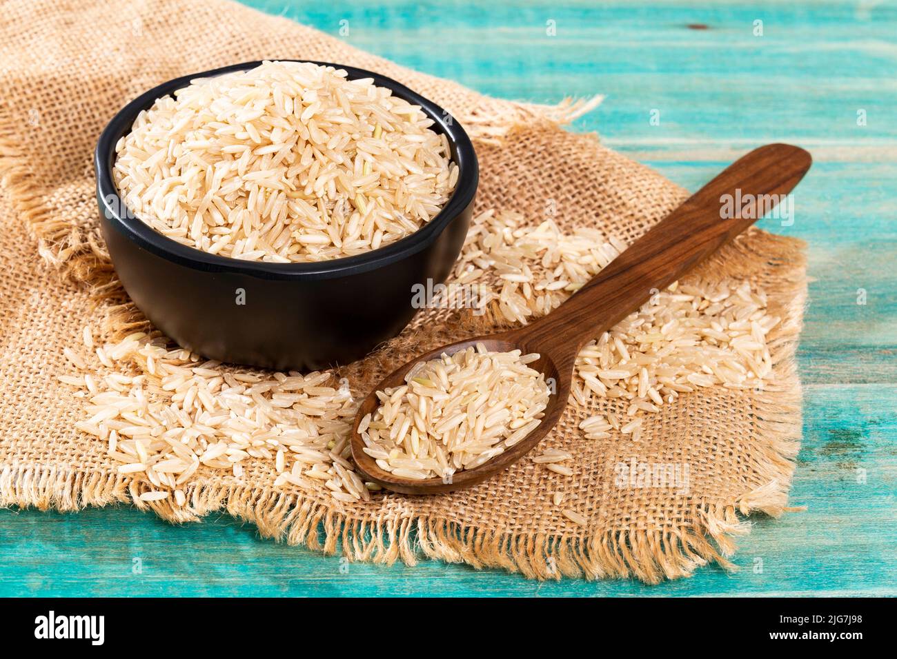 Bio-Roher Brauner Reis - Basic Cerealien Für Lebensmittel Stockfoto