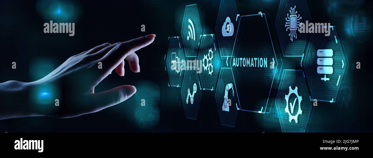 Automation Gears Icon RPA Softwareentwicklung Geschäftsprozessoptimierung Innovationstechnologie. Stockfoto