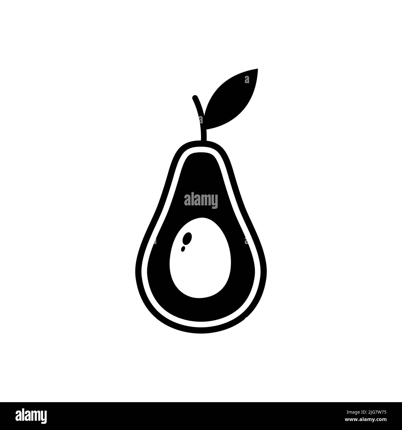 Frisches Avocado Obst Vektor schwarz Symbol. EPS 10. Abbildung tropischer Früchte. Vegetarische Speisekarte. Vegan, gesundes Essen. Kann für Themen wie Freshne verwendet werden Stockfoto