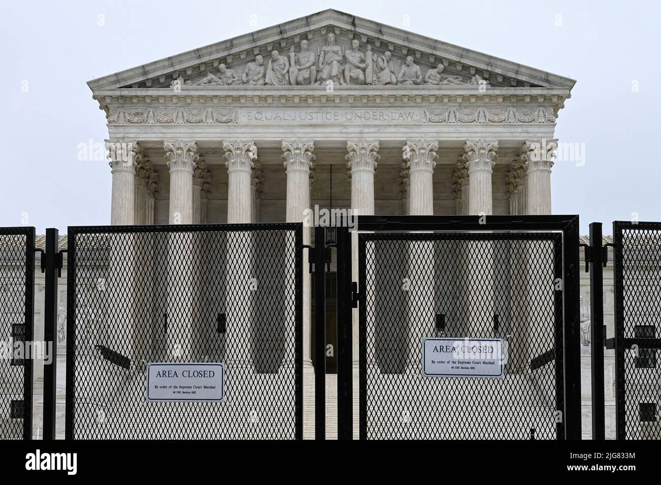 Bereich geschlossen Schild am Surpreme Court der Vereinigten Staaten; Washington, D.C. Stockfoto