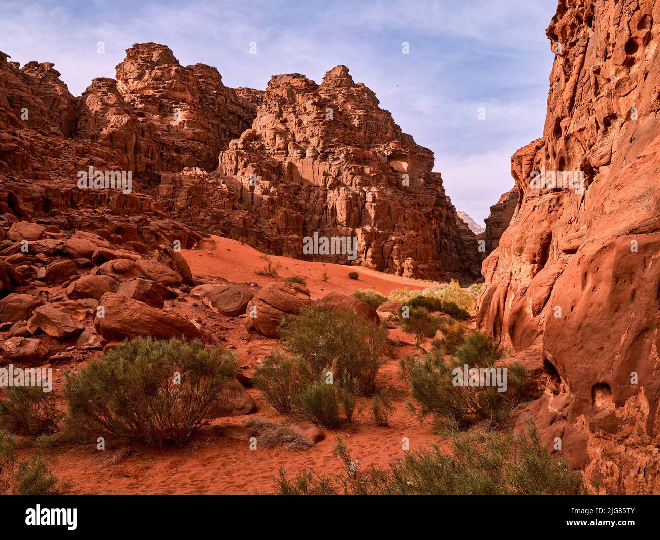 Unterwegs in Wadi Rum, Jordanien. Stockfoto