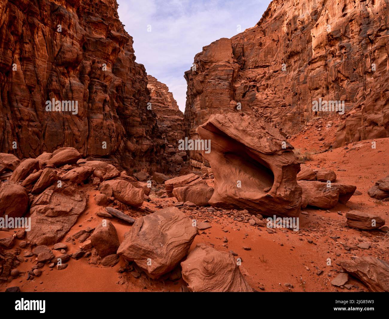 Unterwegs in Wadi Rum, Jordanien. Stockfoto