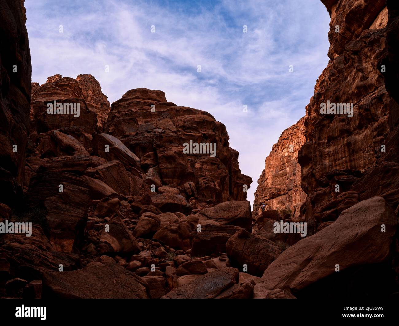 Unterwegs in Wadi Rum, Jordanien. Stockfoto