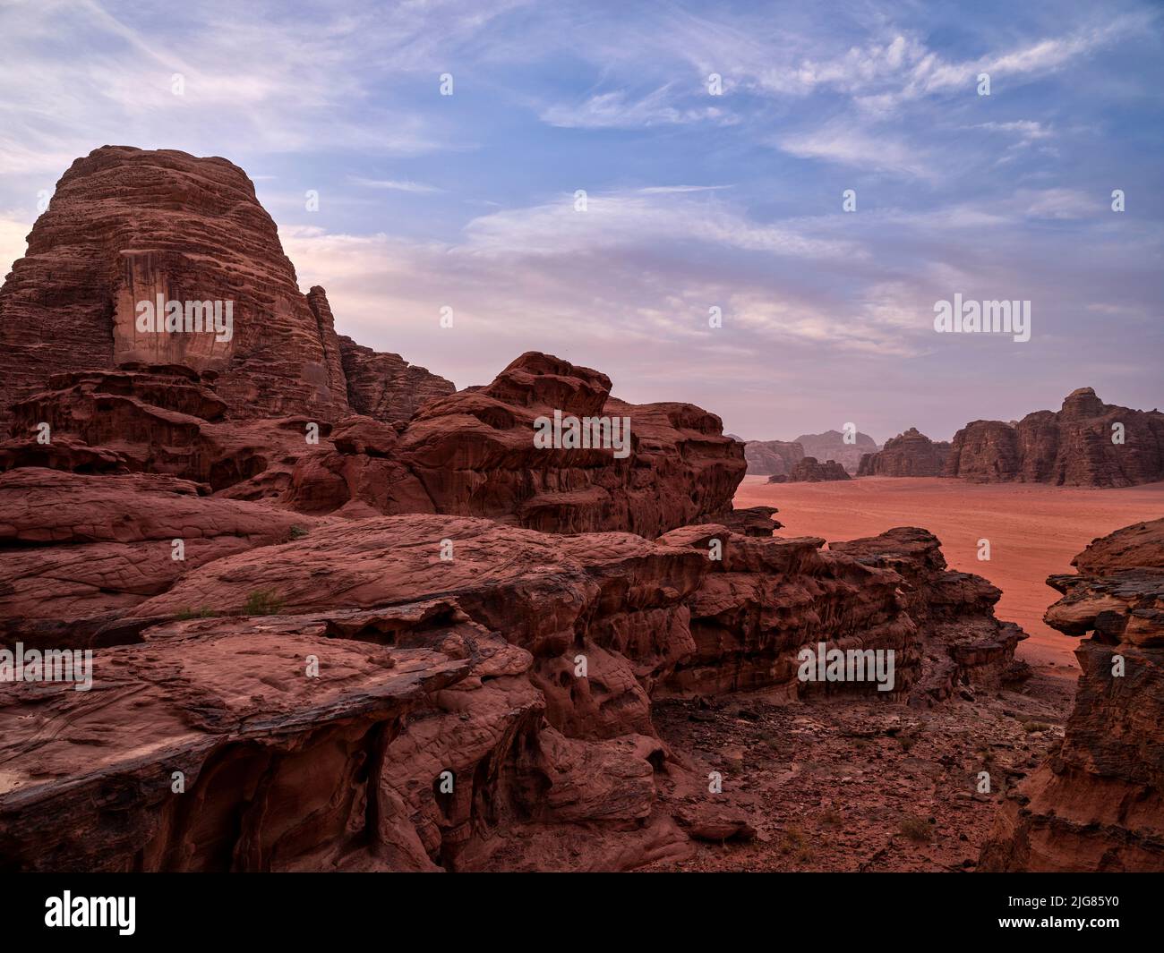 Unterwegs in Wadi Rum, Jordanien. Stockfoto