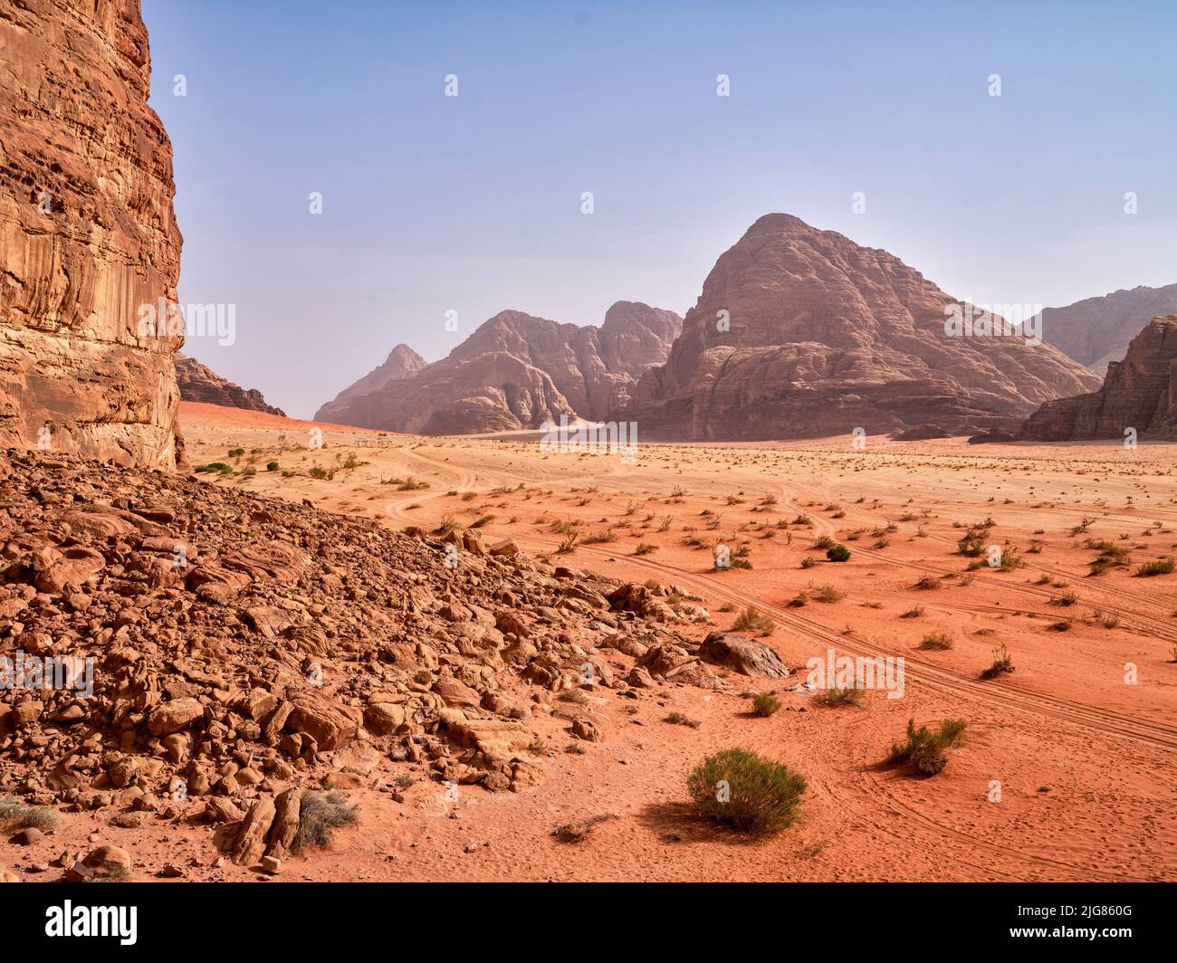 Unterwegs in Wadi Rum, Jordanien. Stockfoto