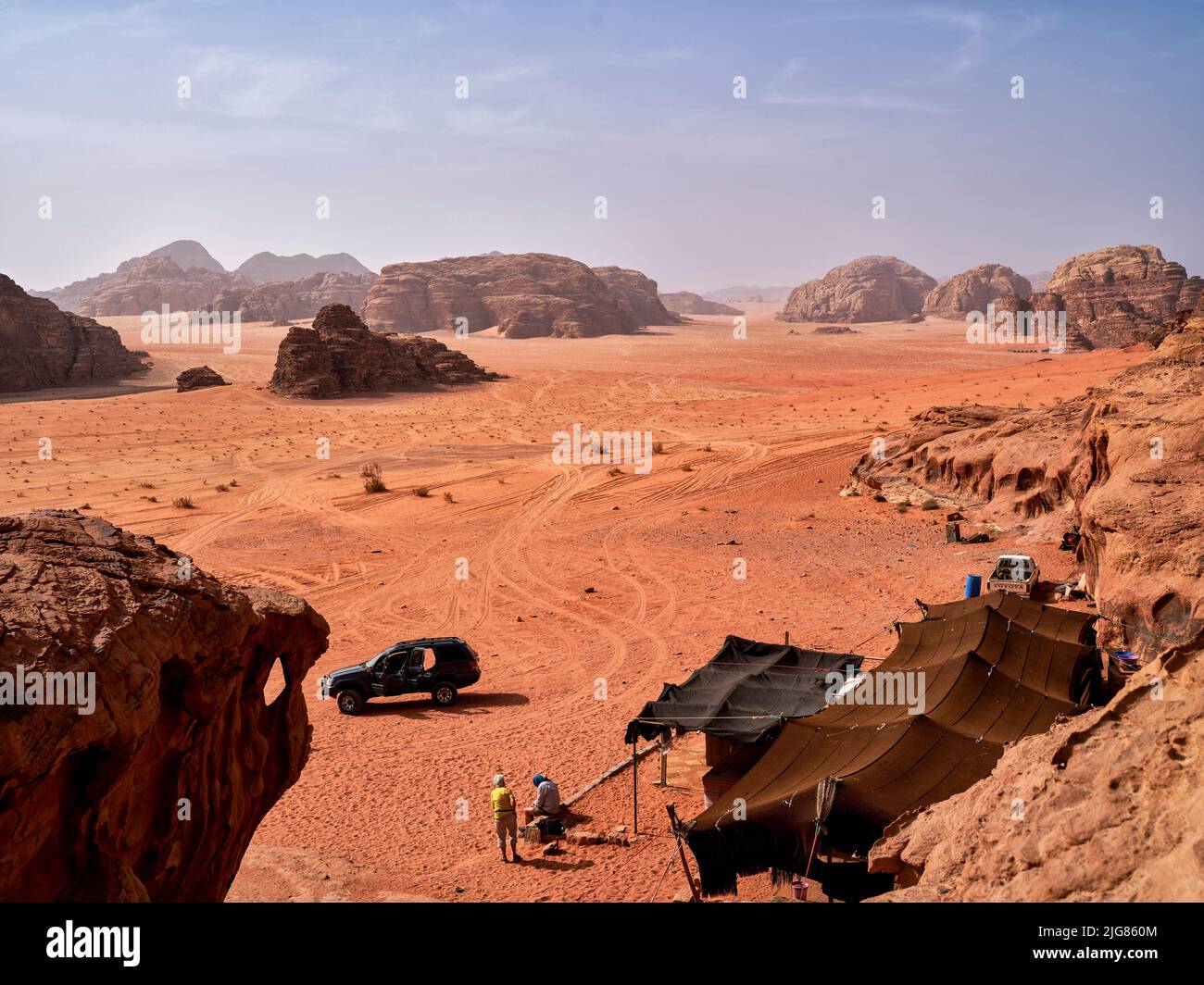 Unterwegs in Wadi Rum, Jordanien. Stockfoto