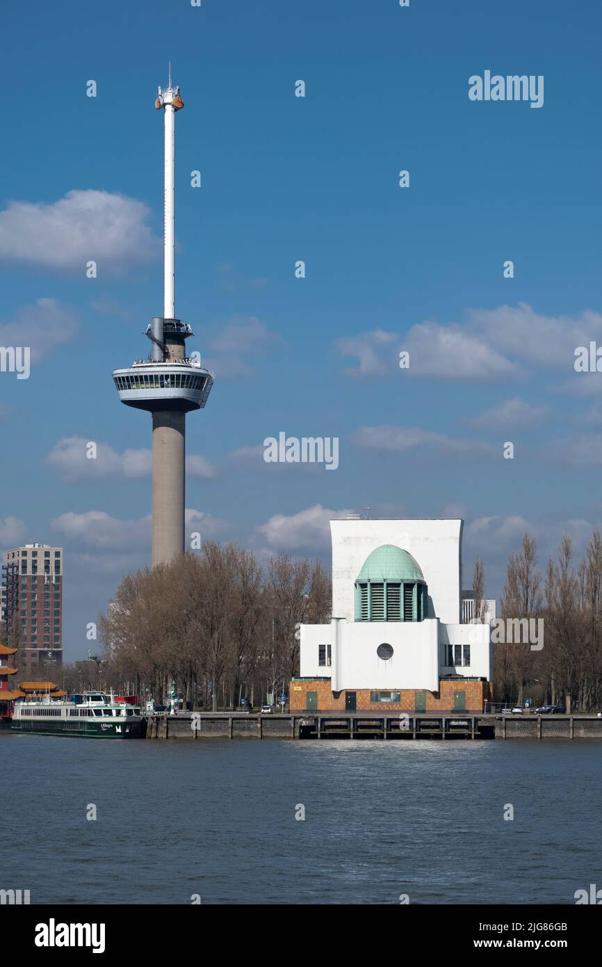 Rotterdam Landschaft, Niederlande mit Euromast Aussichtsturm Stockfoto
