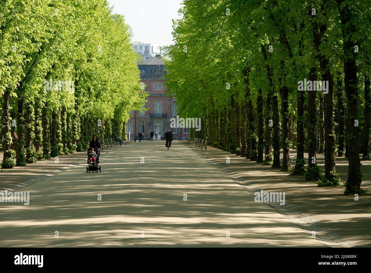 Blick von der Jägerhofallee auf Schloss Jägerhof mit Goethe-Museum, Düsseldorf, Nordrhein-Westfalen, Deutschland Stockfoto