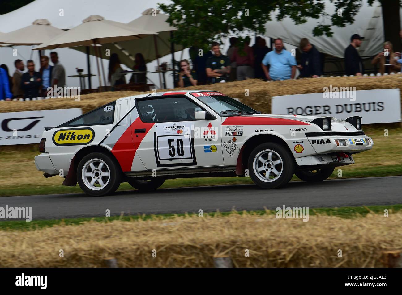 Maarten Buitenhuis, Mitsubishi Starion 2000 Turbo, Morgendämmerung der modernen Rallye, Forest Rally Stage, Goodwood Festival of Speed, The Innovators - Mastermin Stockfoto