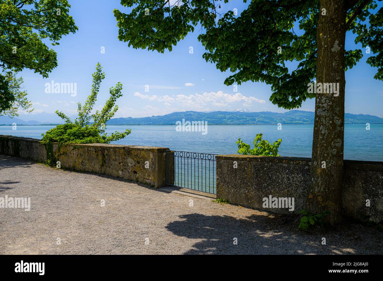 Bodensee, Westansicht aus dem Park, Lindau Island, Reutin, Schwäbische Grafschaft, Deutschland, Europa Stockfoto