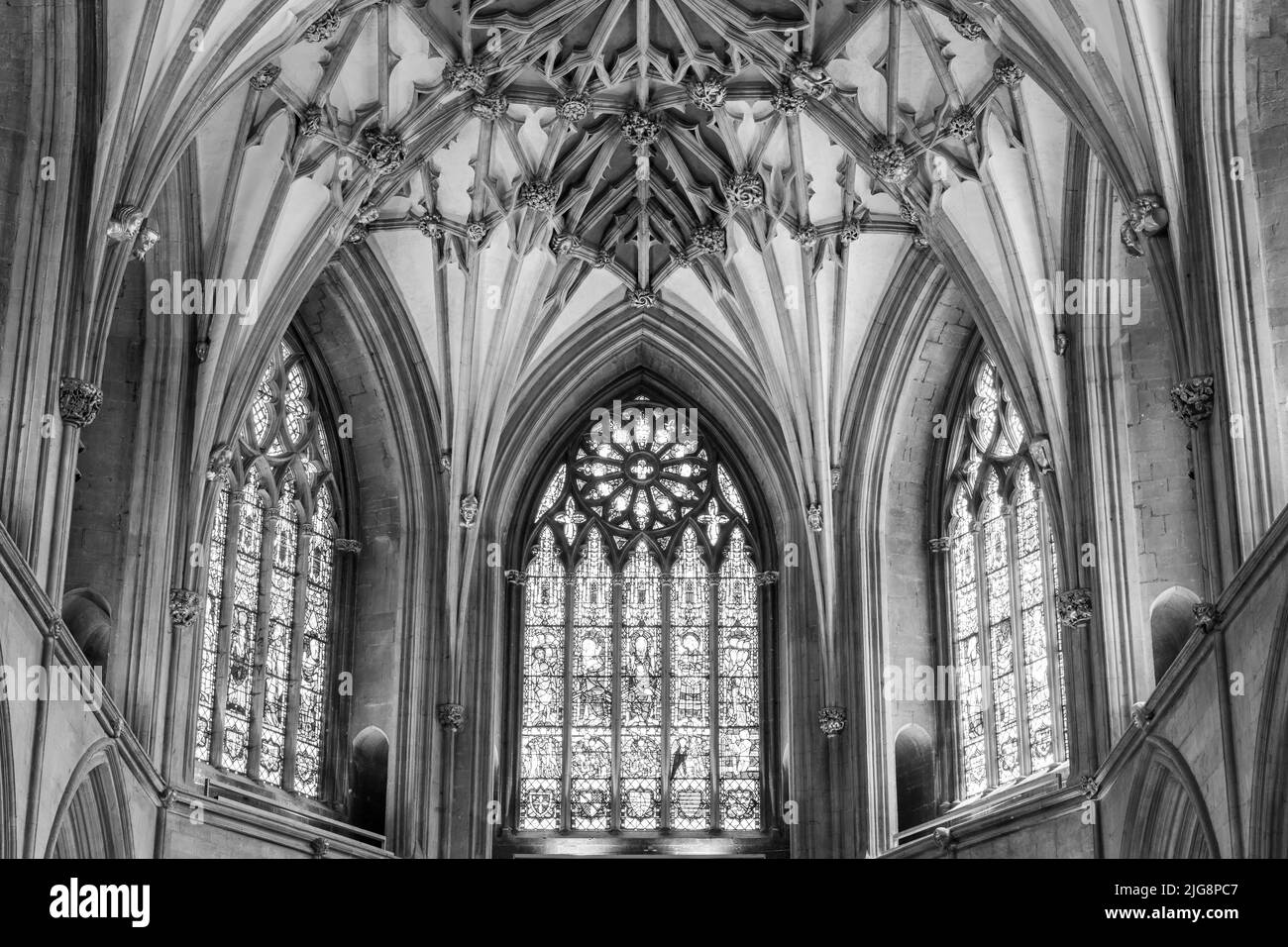 Tewkesbury.Gloucestershire.Vereinigtes Königreich.Juni 2. 2022.Blick auf die Decke im Sumpf in der Tewkesbury Abbey in Gloucestershire Stockfoto