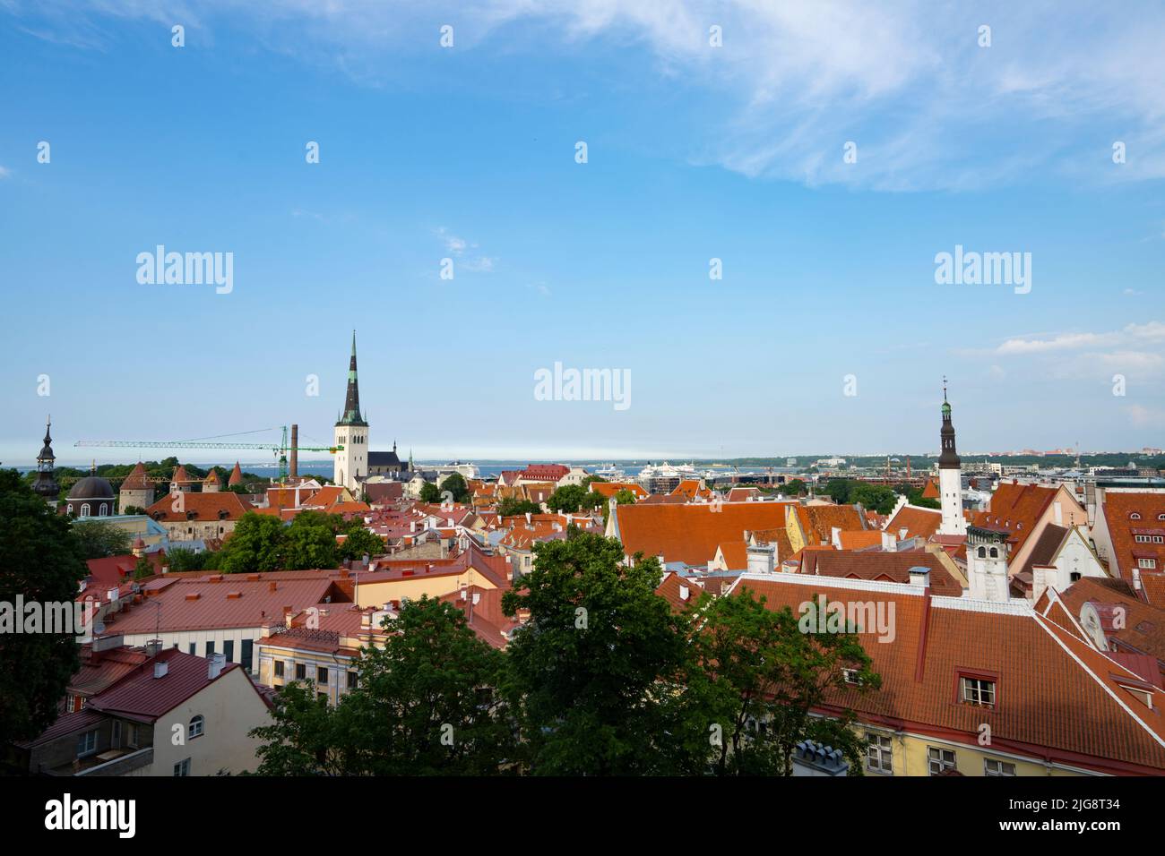 Tallinn, Estland. Juli 2022. Der Panoramablick auf die Stadt von der Aussichtsplattform Kohtuotsa im Stadtzentrum Stockfoto