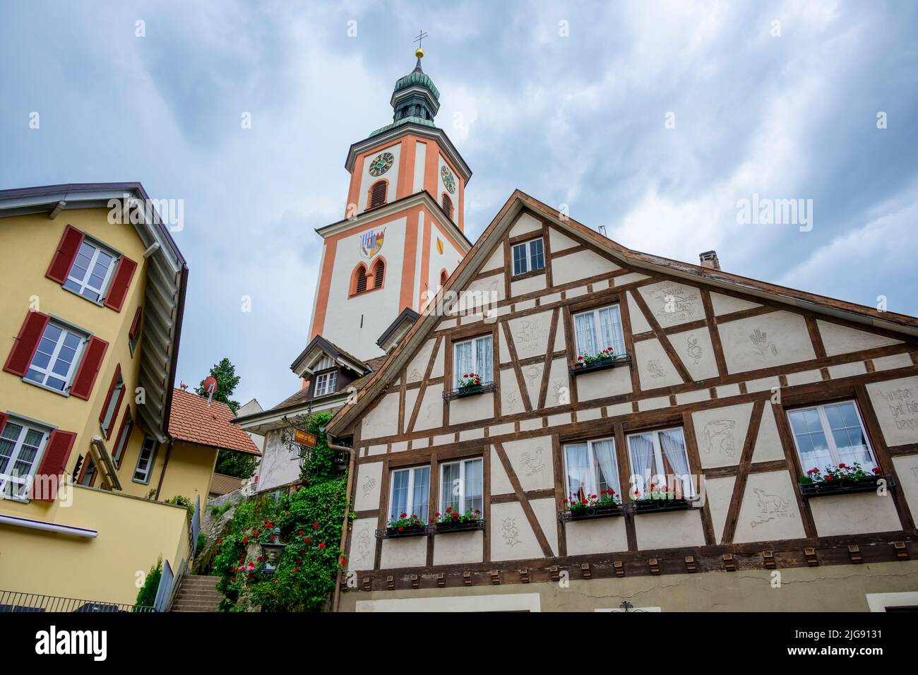 Deutschland, Baden-Württemberg, Schwarzwald, Waldshut-Tiengen, Tiengen, Katholische Pfarrkirche Maria Himmelfahrt. Stockfoto