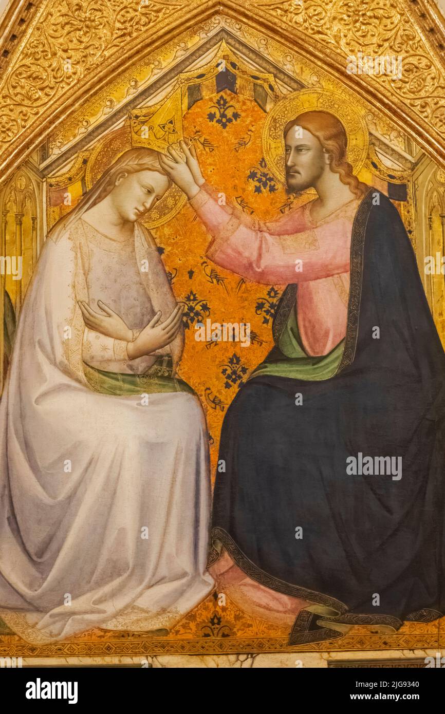 England, London, Somerset House, Courtauld Gallery, Altarbild mit dem Titel „die Krönung der Jungfrau“ von Lorenzo Monaco aus dem Jahr 1388 Stockfoto