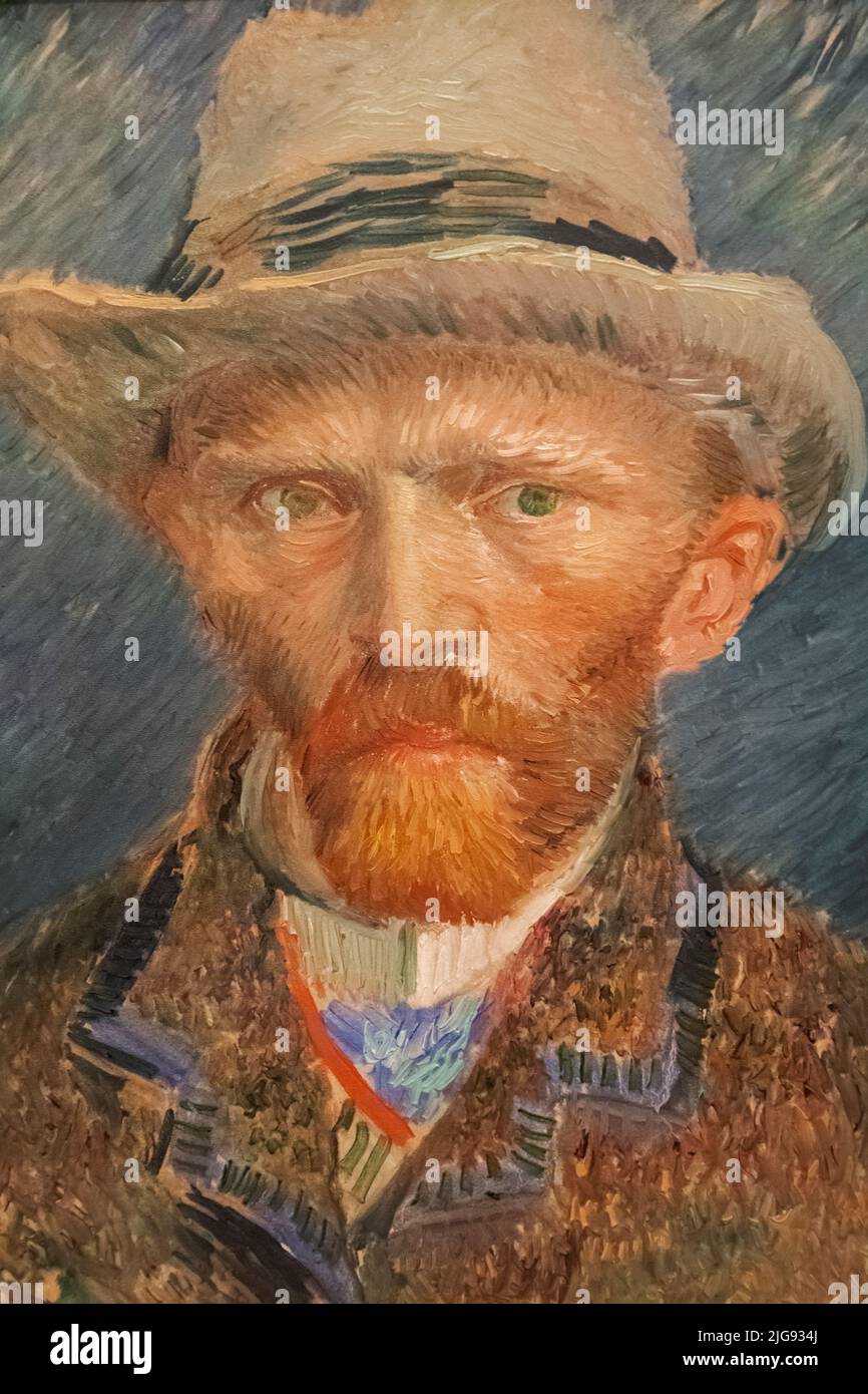 Vincent van Gogh Selbstporträt mit grauem Filzhut in Paris datiert im Frühjahr 1887 Stockfoto