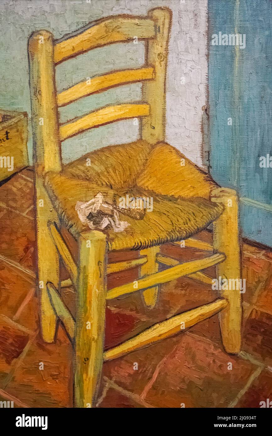 Gemälde von Vincent van Goghs Stuhl in Arles von van Gogh vom November 1888 Stockfoto