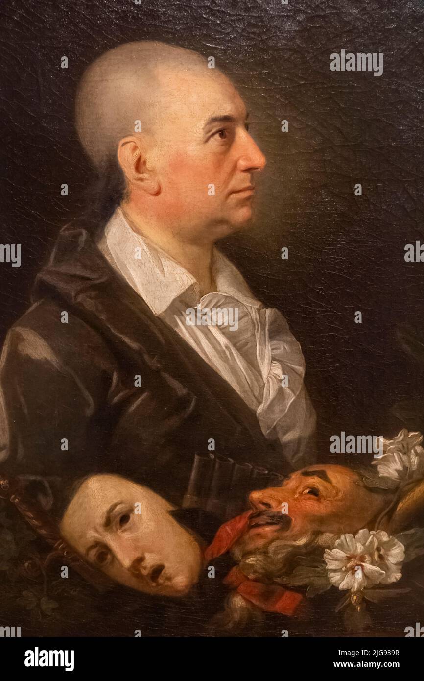 Porträt des Schauspielers und Theaterproduzentin David Garrick vom deutschen Künstler Johan Zoffany vom 1762 Stockfoto