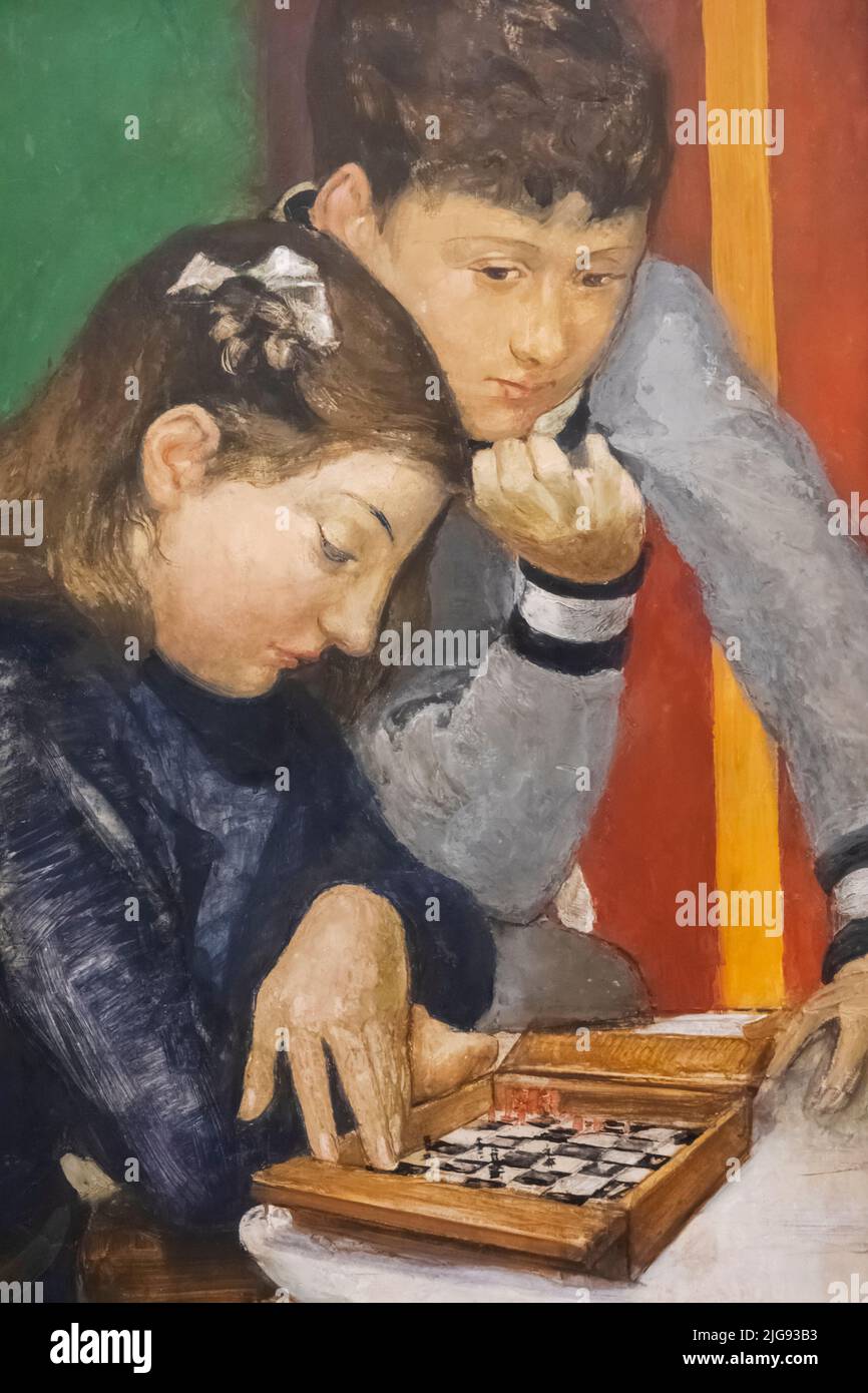 Gemälde mit dem Titel „Kinder im Schach“ von Mary Sargant Florence datiert 1903 Stockfoto