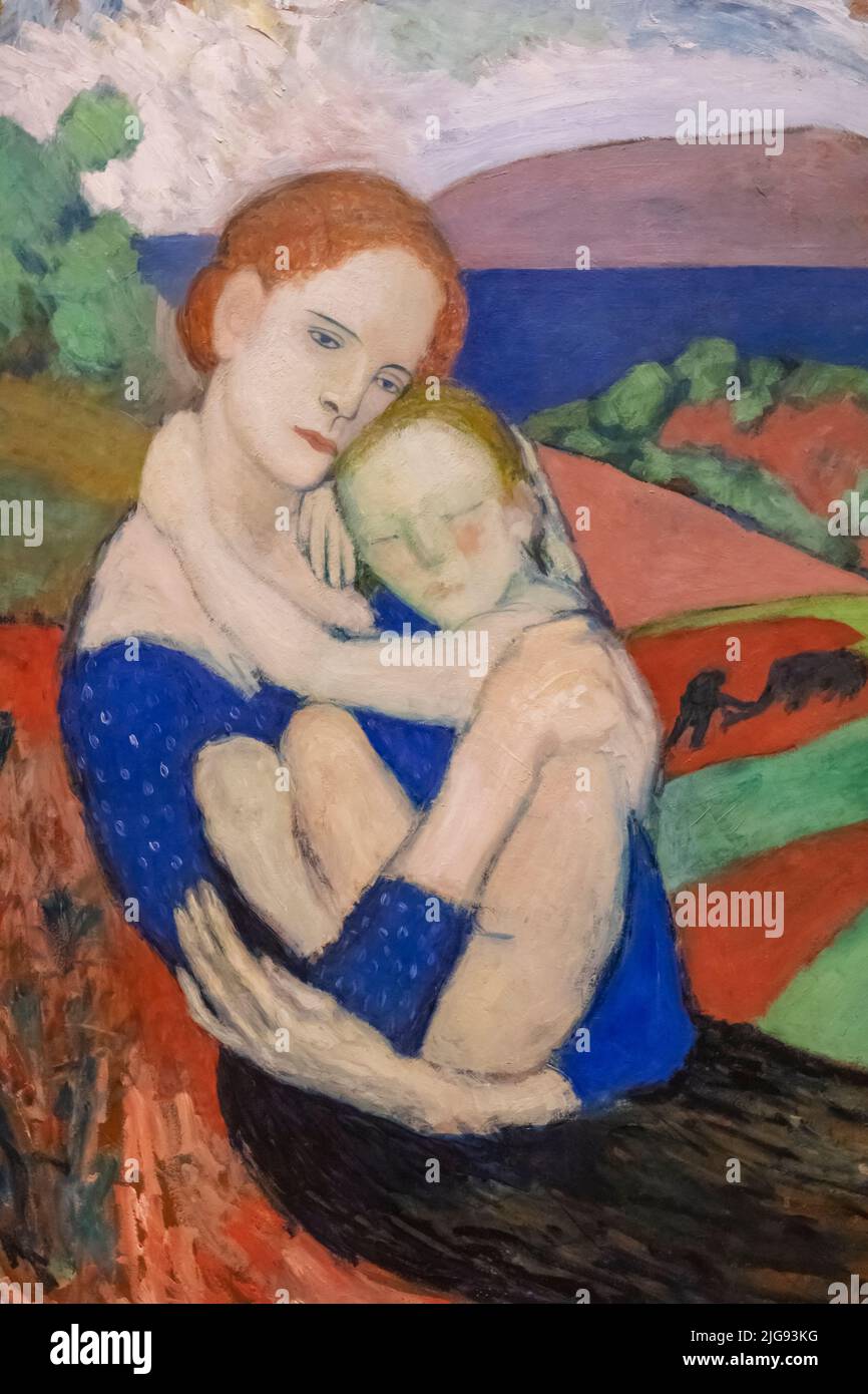 Gemälde mit dem Titel „Mutterschaft (La Maternte)“ des spanischen Künstlers Pablo Picasso aus dem Jahr 1901 Stockfoto