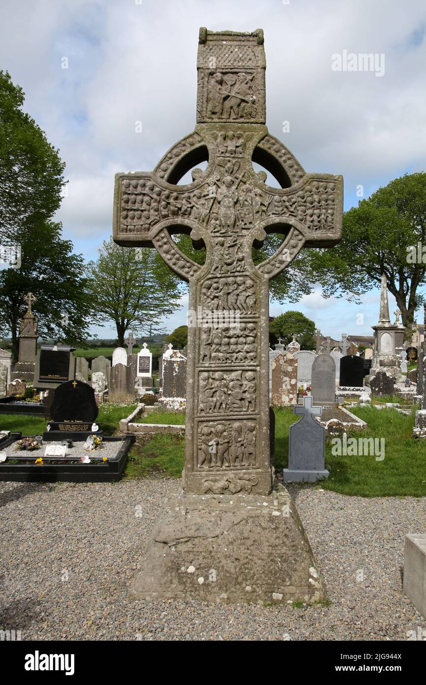 Das hohe Kreuz von Muiredach in Monasterboice in Irland Stockfoto