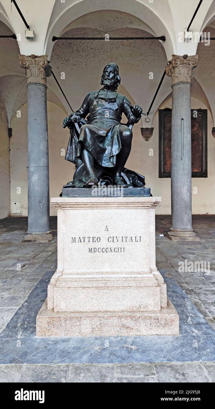 Denkmal in Lucca an Matteo Civitali, Bildhauer und Maler der Toskana der Renaissance, Stockfoto