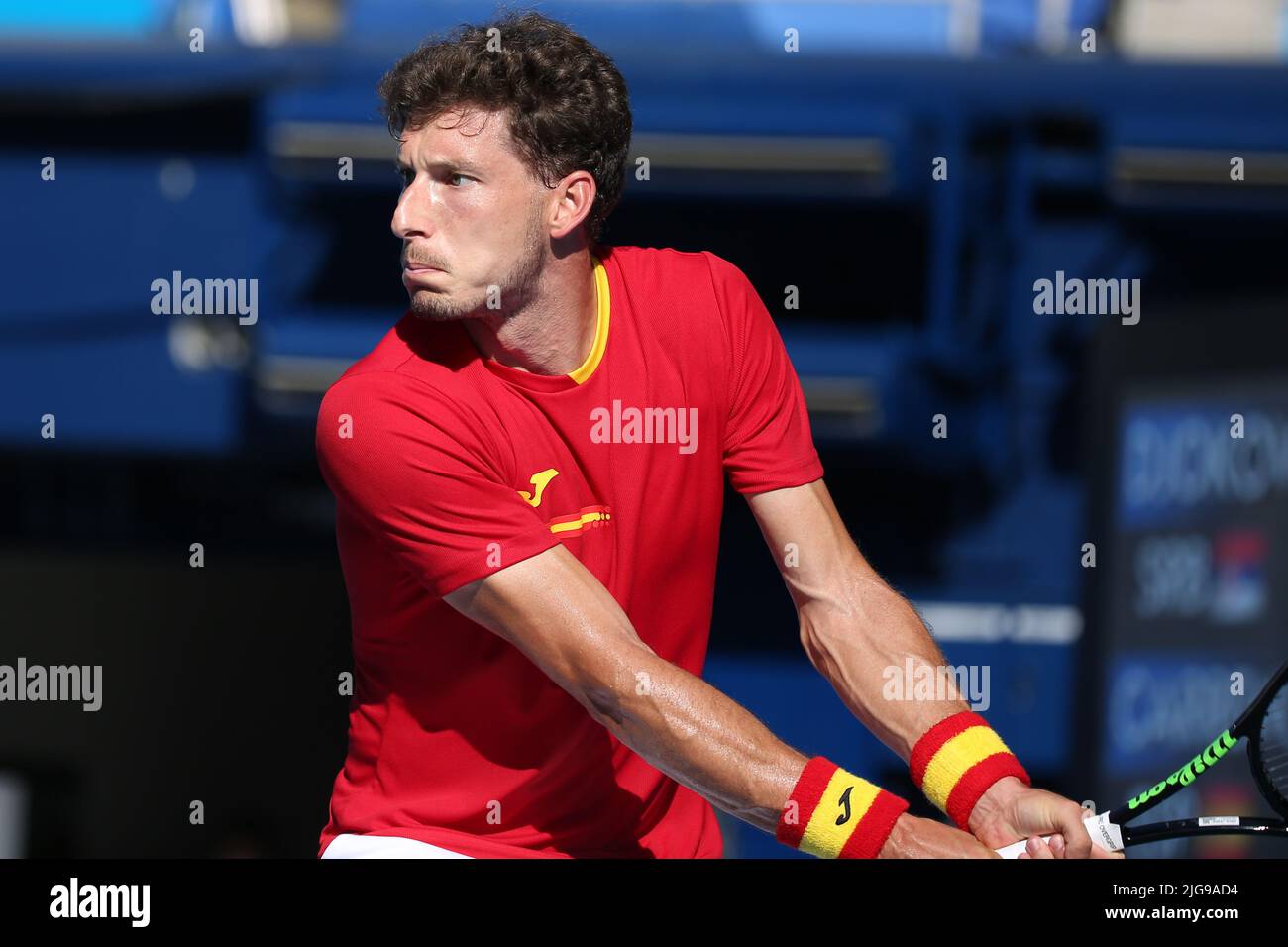 31.. JULI 2021 - TOKIO, JAPAN: Pablo Carreno Busta aus Spanien beim Tennis Men's Singles Bronze Medal Match auf der Olympischen Spiele 2020 in Tokio Stockfoto