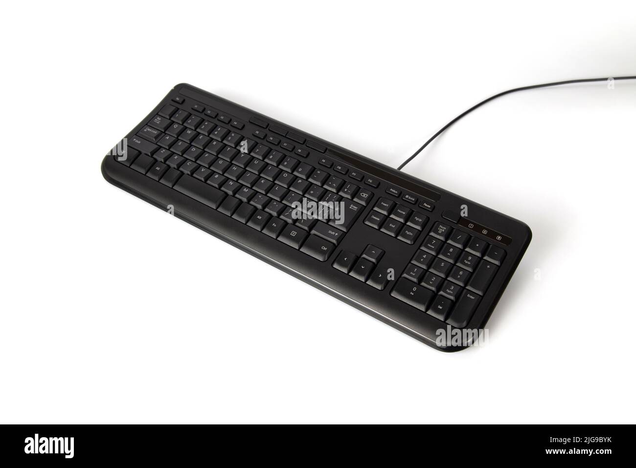 Schwarze Tastatur auf weißem Hintergrund isoliert Stockfoto