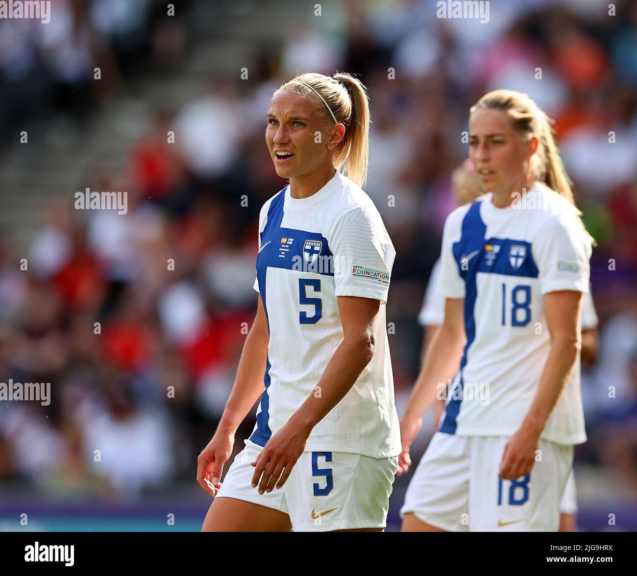 Milton Keynes, England, 8.. Juli 2022. Emma Koivisto aus Finnland während des Spiels der UEFA Women's European Championship 2022 im Stadion:mk, Milton Keynes. Bildnachweis sollte lauten: David Klein / Sportimage Stockfoto