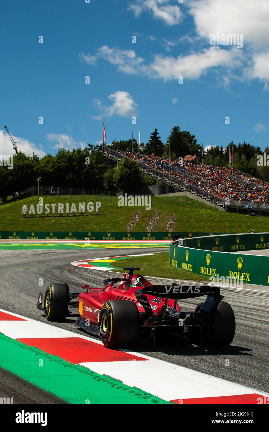 Spielberg, Österreich, 08.. Juli 2022, Charles Leclerc aus Monaco tritt für die Scuderia Ferrari an. Qualifying, Runde 11 der Formel-1-Meisterschaft 2022 Stockfoto