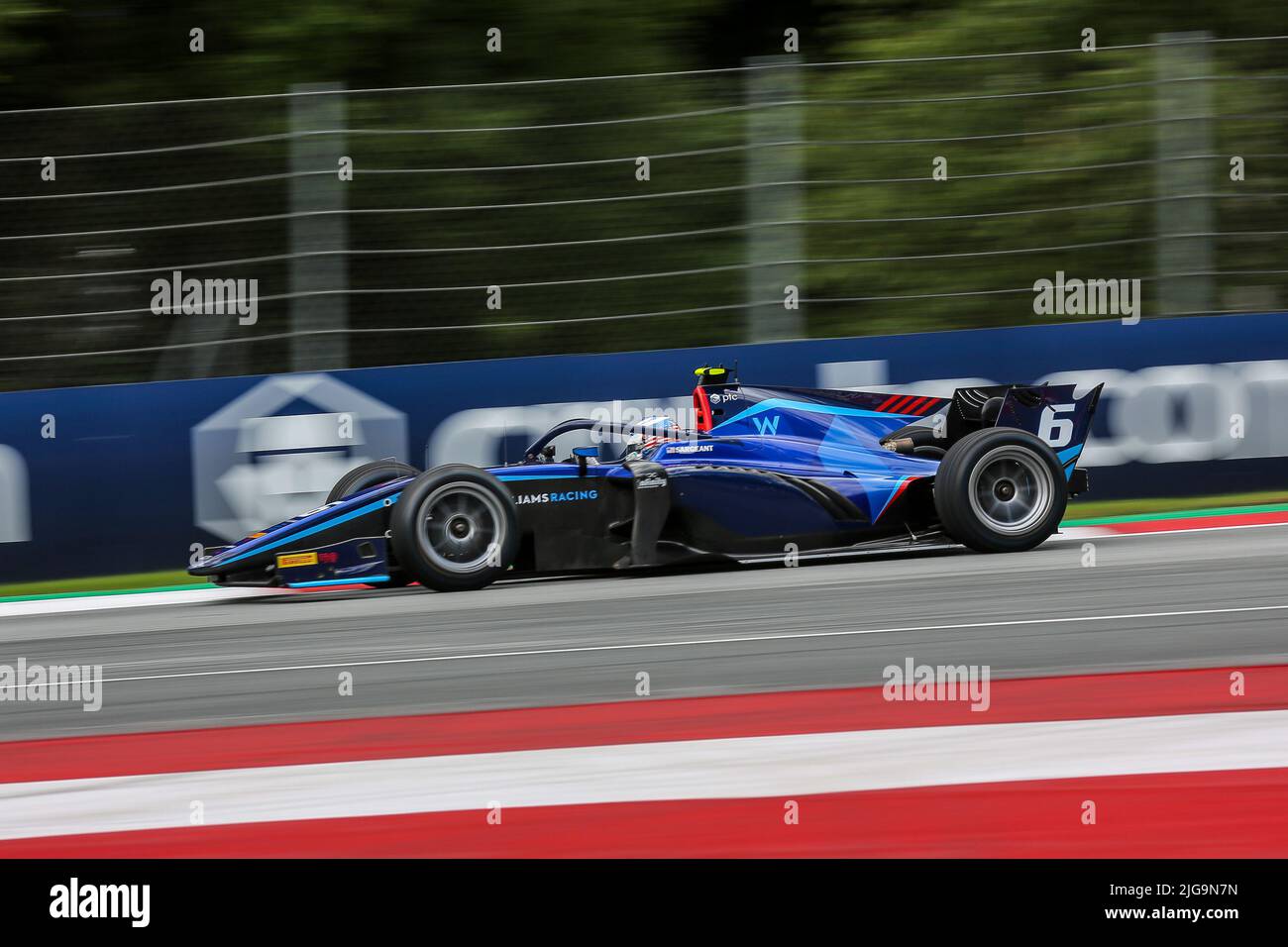 06 SARGEANT Logan (usa), Carlin, Dallara F2, Aktion während des 8.. Rennens der FIA Formel 2 Meisterschaft 2022, auf dem Red Bull Ring, vom 8. Bis 10. Juli 2022 in Spielberg, Österreich - Foto: Sebastian Rozendaal/DPPI/LiveMedia Stockfoto