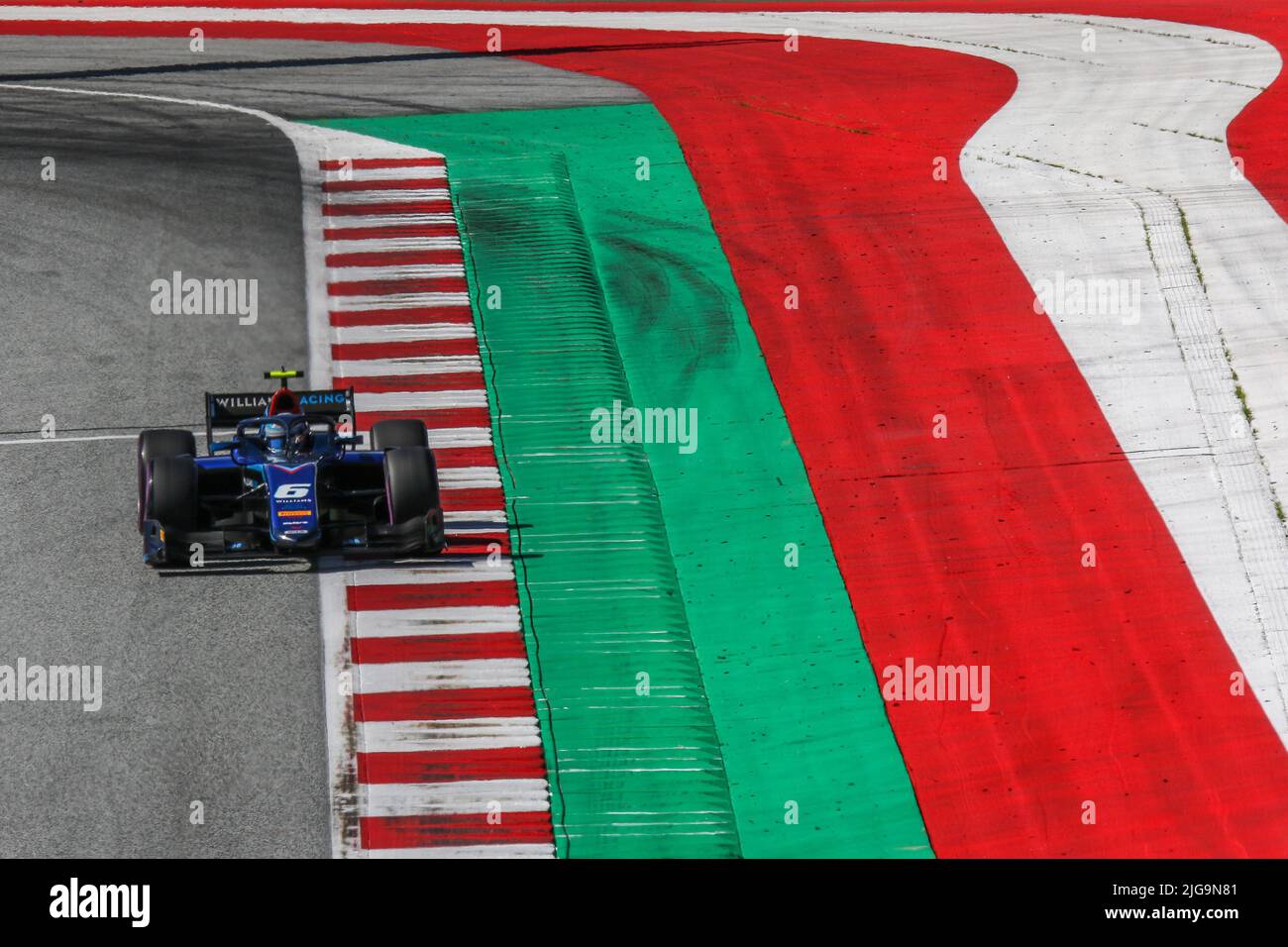 06 SARGEANT Logan (usa), Carlin, Dallara F2, Aktion während des 8.. Rennens der FIA Formel 2 Meisterschaft 2022, auf dem Red Bull Ring, vom 8. Bis 10. Juli 2022 in Spielberg, Österreich - Foto: Sebastian Rozendaal/DPPI/LiveMedia Stockfoto