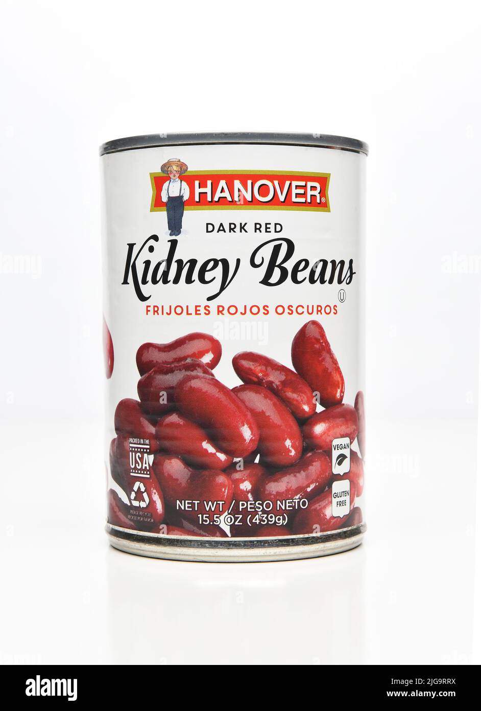 IRVINE, KALIFORNIEN - 8 JUL 2022: Eine Dose Hanover Dark Red Kidney Beans. Stockfoto