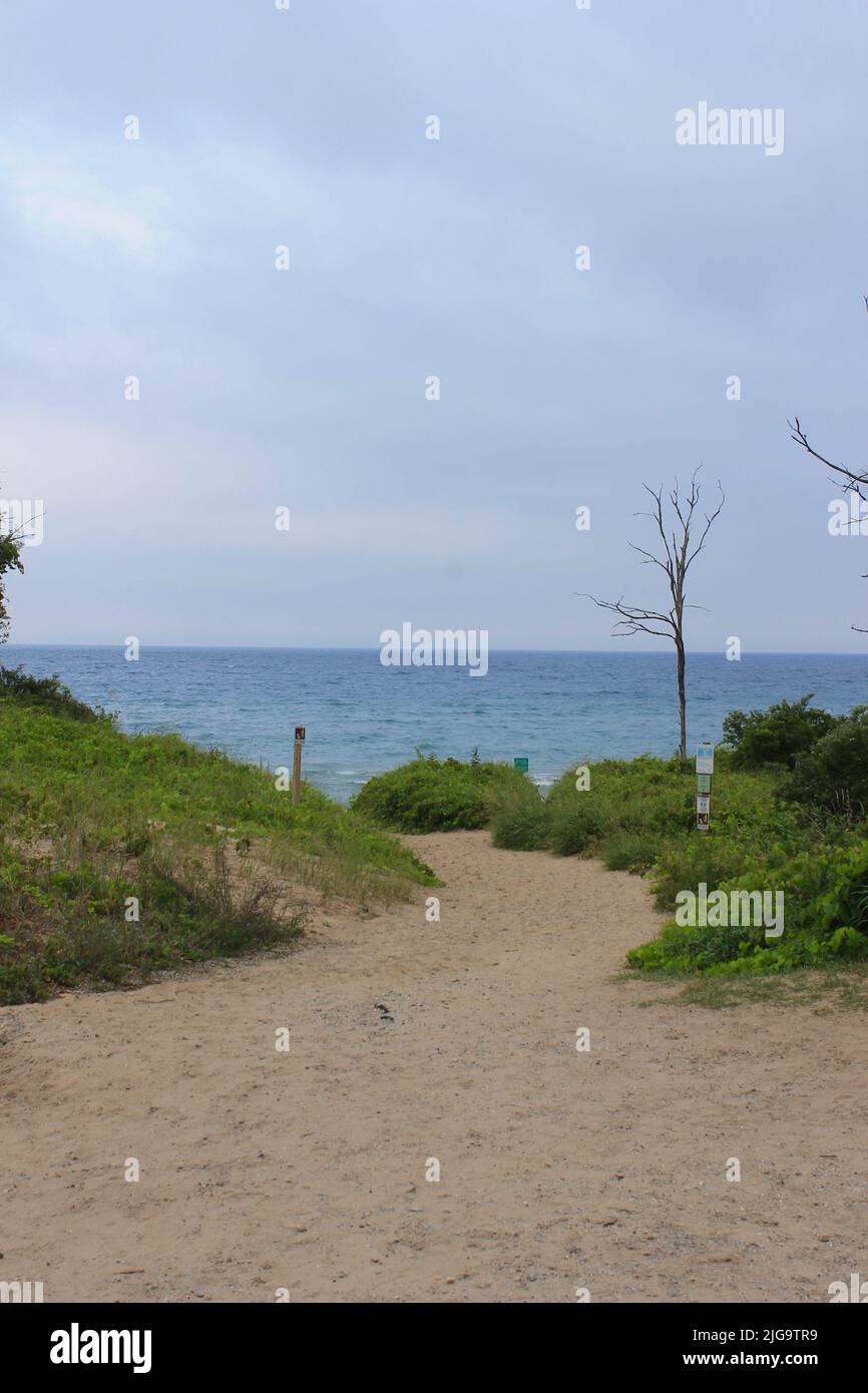 Wind Zieht Über Den Lake Michigan Stockfoto