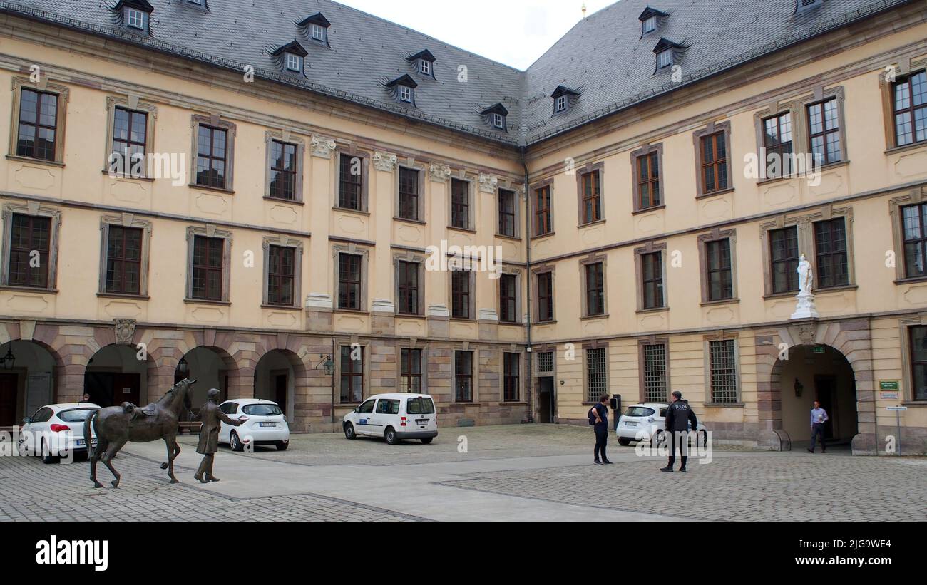Fürstliches Stadtpalais, Stadtschloss, erbaut im 18.. Jahrhundert, Innenhof, heute Sitz der Stadtverwaltung, Fulda, Deutschland Stockfoto