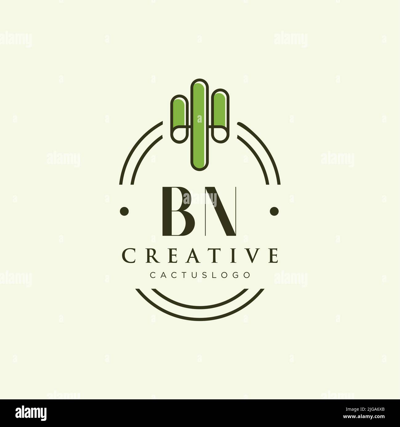 BN Anfangsbuchstabe Green Cactus Logo Vorlage Vektor Stock Vektor
