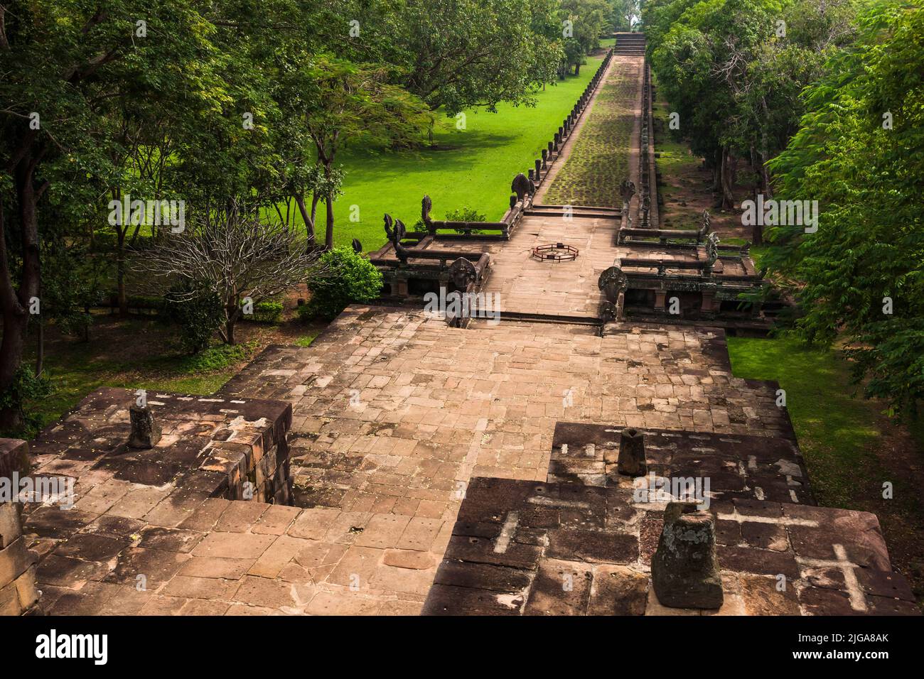 Prasat hin Khao Phanom rung, Approach Pass und Treppen, Buri RAM, Buriram, Isan (Isaan), Thailand, Südostasien, Asien Stockfoto