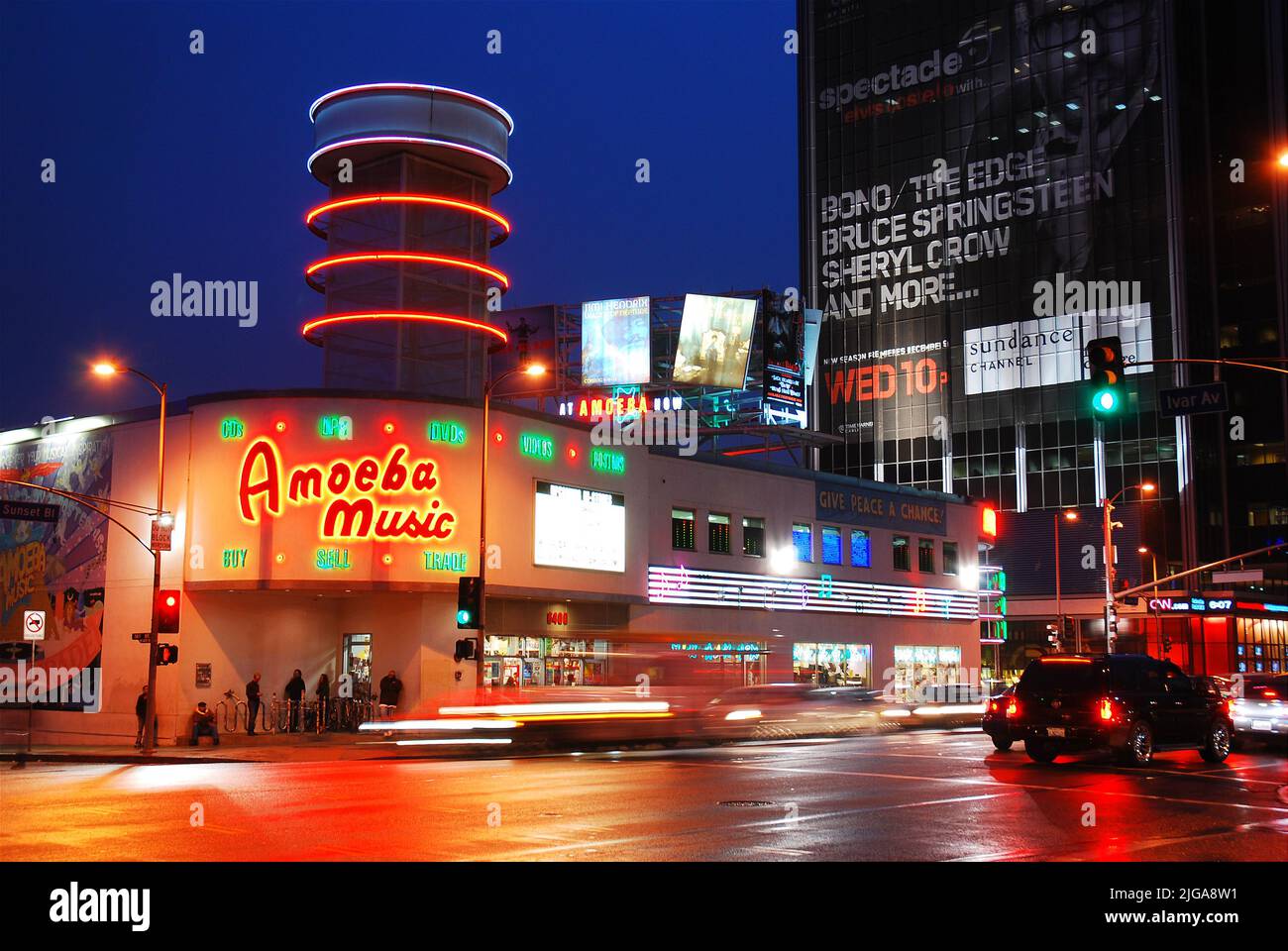 Der legendäre Amoeba Music, ein unabhängiger Plattenladen in Los Angeles, war einst einer der größten Verkäufer von Alben, Tapes und CDs. Stockfoto