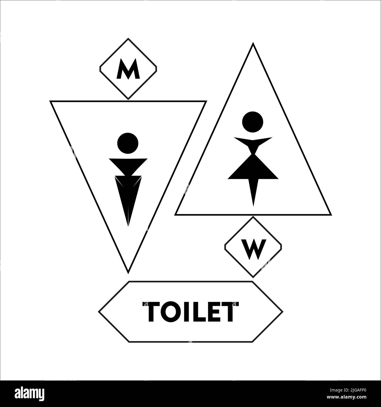 Vector Männer und Frauen Toilette Zeichen gesetzt. Schwarze Silhouetten von Menschen. Vektor-Toilettensymbole Stock Vektor