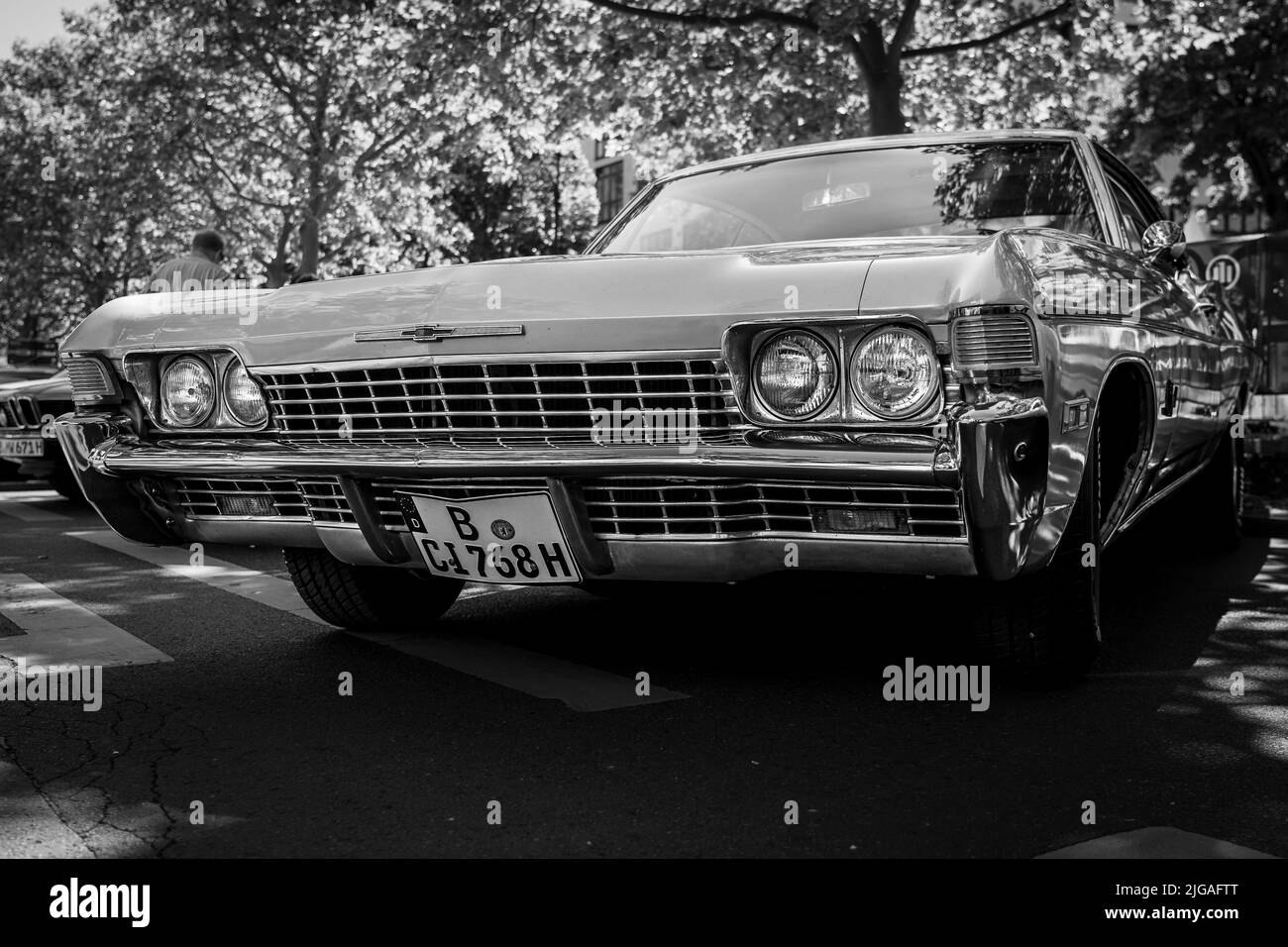 BERLIN - 18. JUNI 2022: Chevrolet Bel Air, 1968. Schwarz und Weiß. Classic Days Berlin. Stockfoto