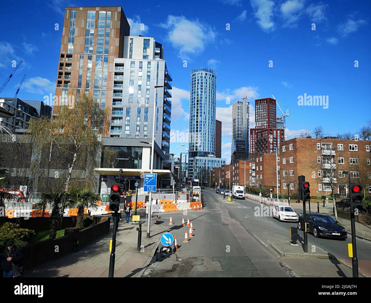 Nine Elms, London, Großbritannien, Oktober 2021. Blick auf den Neubau und die Hochhäuser in Nine Elms, London, SW8, England. Stockfoto